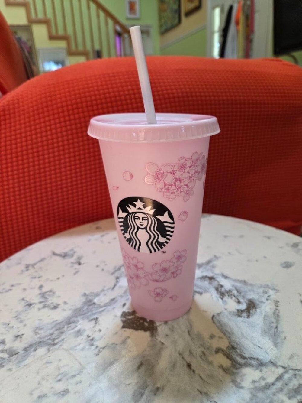 Pink Starbucks cold cup from seasonal Sakura or Cherry Blossom Collection